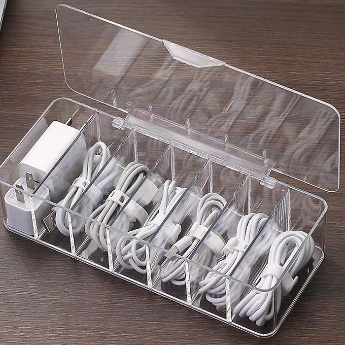 Dustproof Storage Cable Management Box Hub Organizer Box Desktop (s)