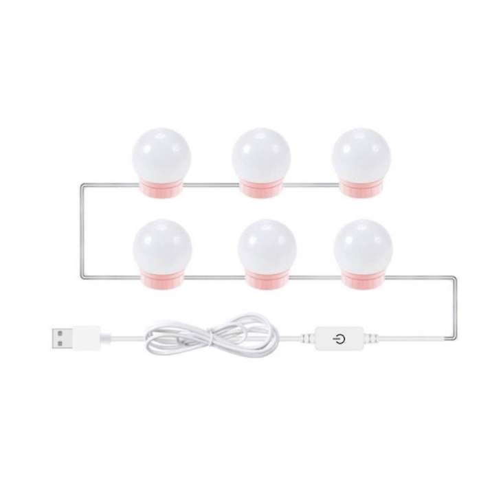 Led Makeup Mirror Light Press Dimming Vanity Dressing Lamp,6 Bulbs