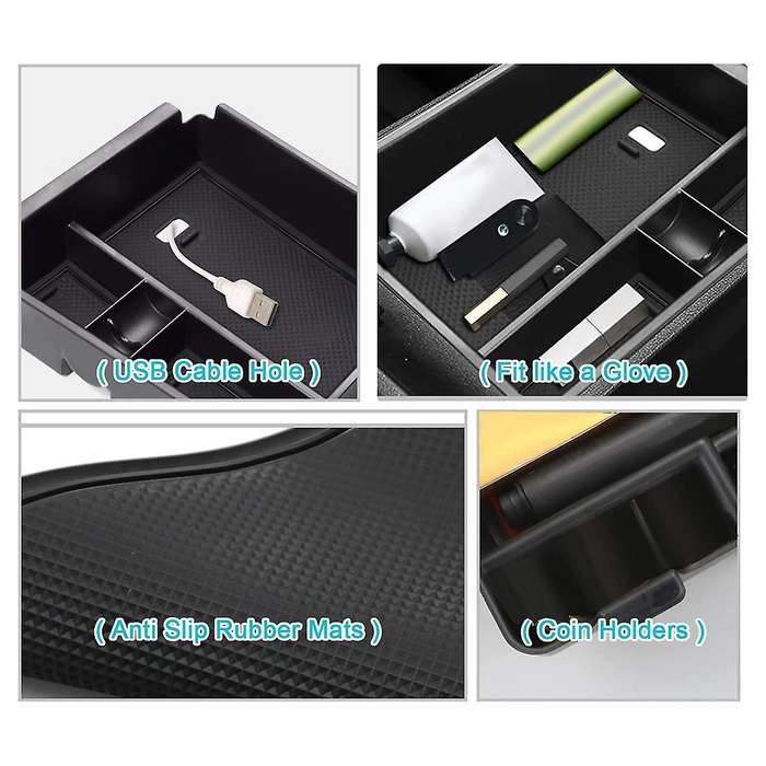 Central Console Armrest Storage Box for Hyundai Santa Cruz 2022 Black