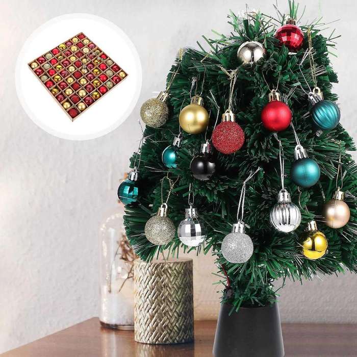 64 Pcs Christmas Ornaments Gifts Christmas Tree Balls -red Gold