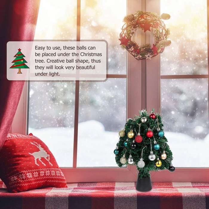 64 Pcs Christmas Ornaments Gifts Christmas Tree Balls -red Gold