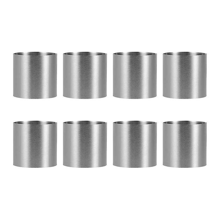 8 Pieces Stainless Steel Mousse Rings Round Biscuit Cutter Cake Mold