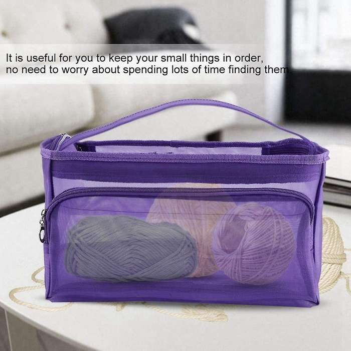 1 Knitting Bag Yarn Storage/portable Tote Crochet 3 Holes (purple)
