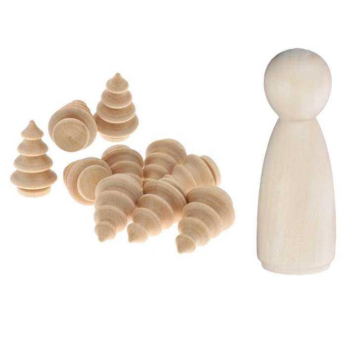 16 Pcs People Shapes, Male&female Decorative Wooden Doll People
