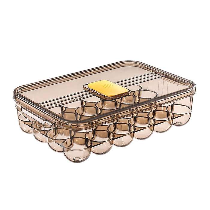 Kitchen Large Capacity Egg Box Refrigerator Plastic Egg Tray Brown