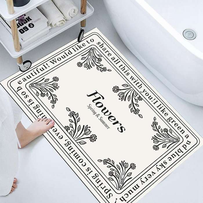 Rectangle Bath Shower Mat Doormat Absorbent Flower(a,60x90cm)