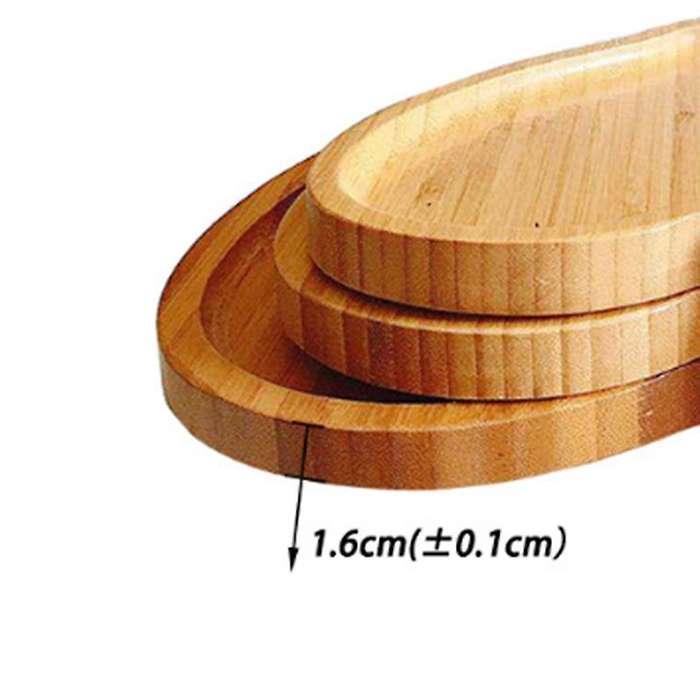 2 Pcs Bamboo Heart Shape Dessert Plate Serving Tray Dish Food Platter