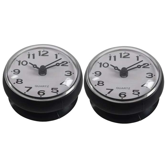 2x 7cm Waterproof Kitchen Bathroom Shower Clock Suction Cup Black