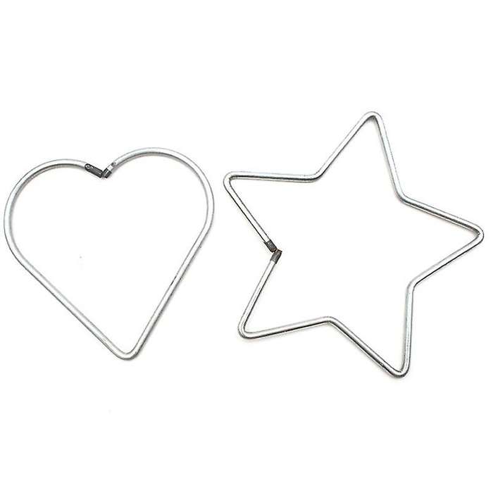 16 Pcs Diy Craft Dream Catchers Star & Heart Shape Rings Metal Hoops