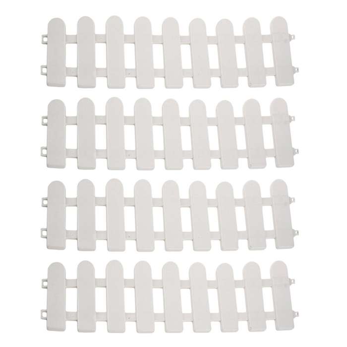 4pc 50x13cm White Plastic Tree Fence Courtyard Indoor Garden Fence