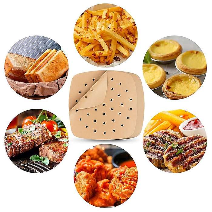 Square 8.5 Inch Baking Air Fryer Perforated Parchment Paper Liners