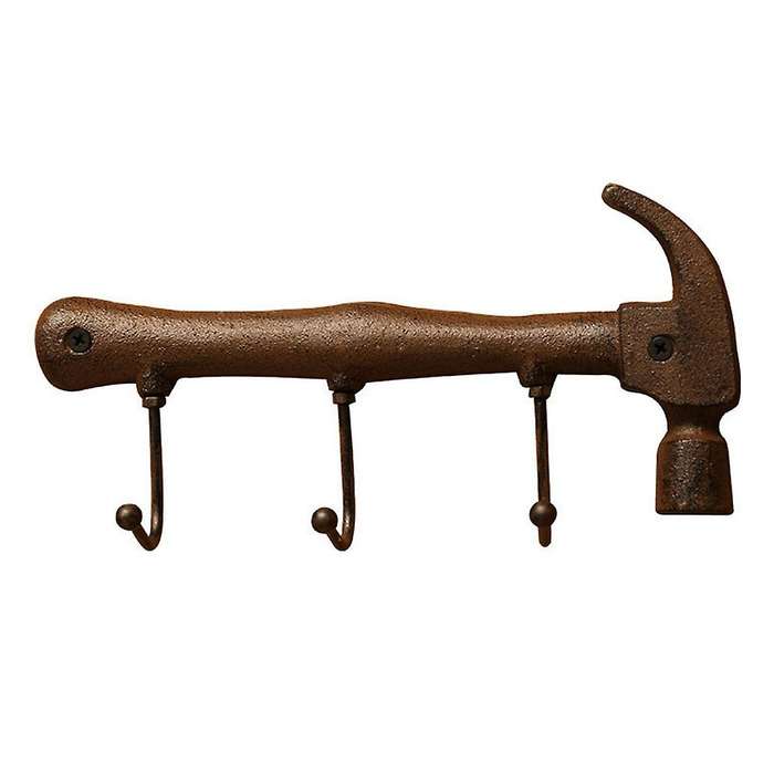Wall Hook Hanger Wall Mounted Iron Hammer Holder Clothes Bag Rack