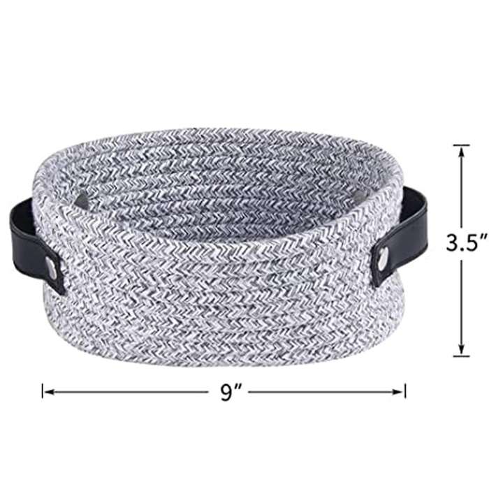 Woven Basket for Storage Oval Rope Coil Baskets with Handle Mini C