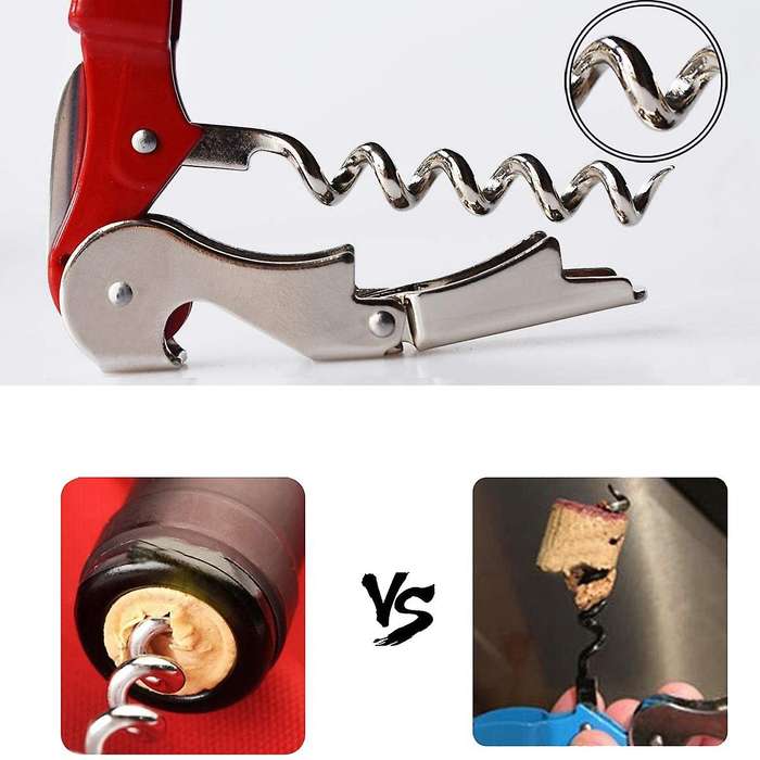 3 Pack Corkscrew Heavy Duty Wine Opener Set with Foil Cutter (red)