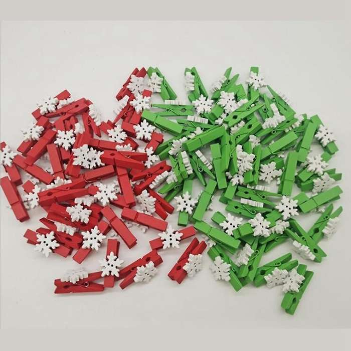 100pcs Mini Cartoon Patch Wooden Clip Christmas Series Wooden Clip 4