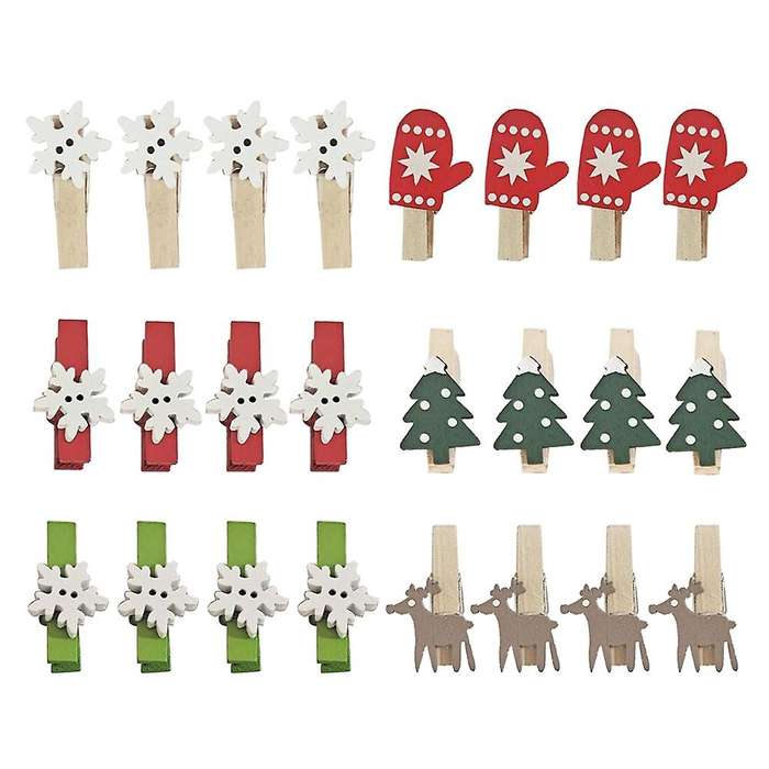 100pcs Mini Cartoon Patch Wooden Clip Christmas Series Wooden Clip 7