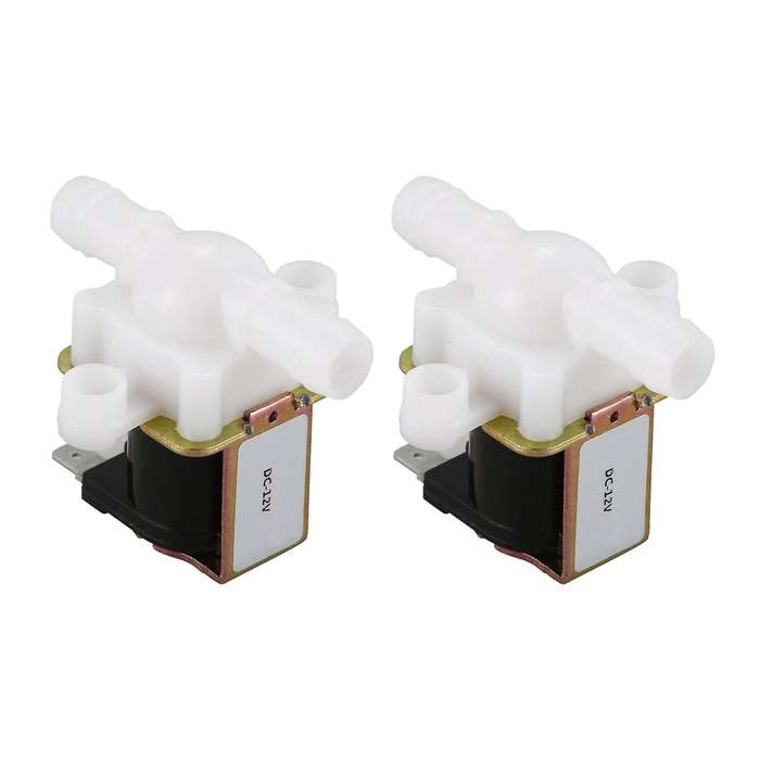 2x 3/8inch 12vdc Hose Barb Solenoid Valve Plastic Body,white & Black