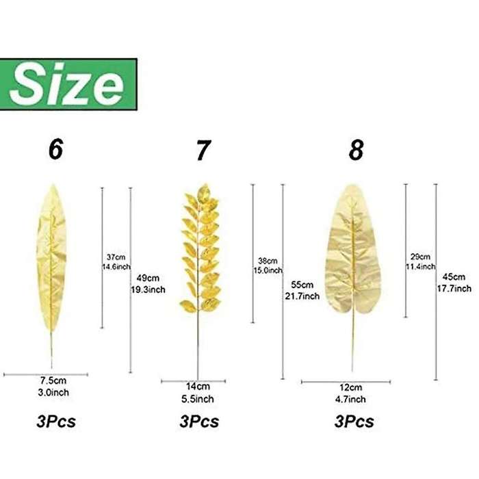 Golden Tropical Plants Palm Leaves for Wedding Home Diy Decorations