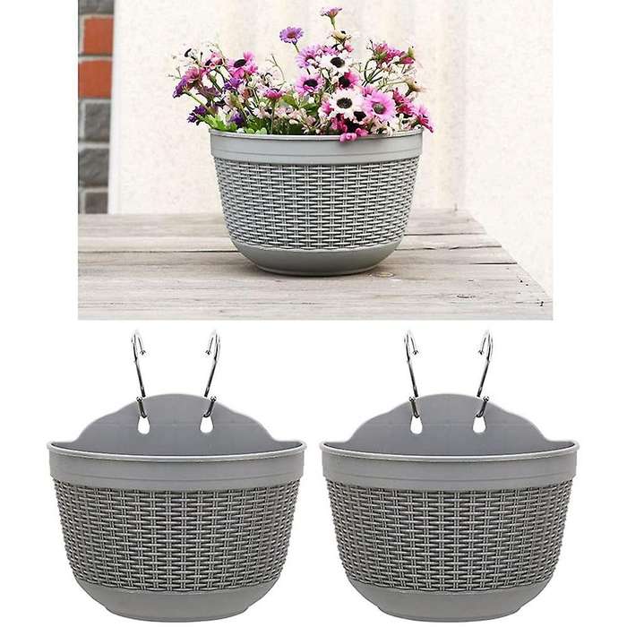 Flower Pots Set Of 2,plastic Hanging Planters Outdoor (red)
