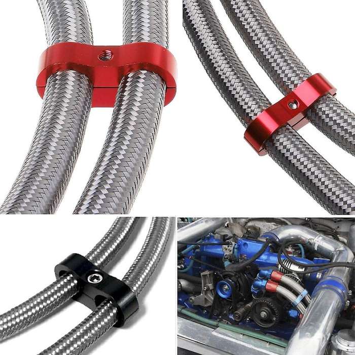 4pc 6an Hose Separator Clamp Adapter for 3/8 Fuel Line,oil Line,blue