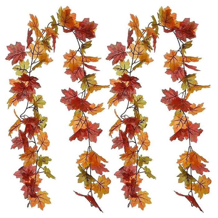 Autumn Artificial Autumn Maple Garland Hanging Maple Vine 2 Pieces