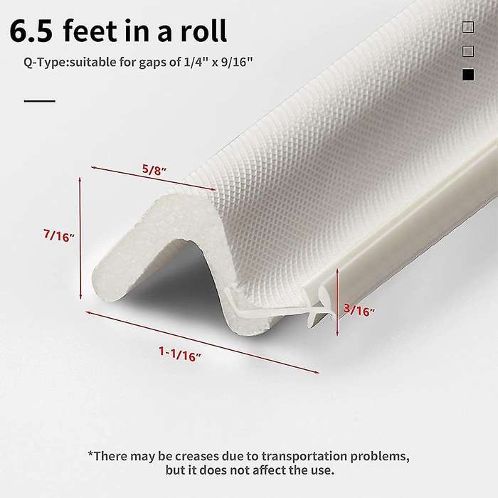 3pcs 78.7 Inch  Door Weatherstrip for Various Doors with Slot,white