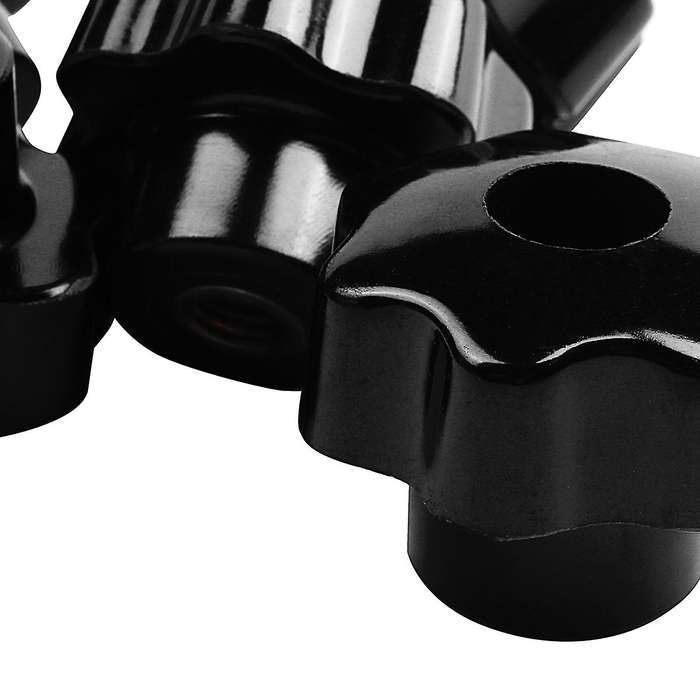 5 Pieces Black Star Grip Knobs, Female Thread Diameter 8mm, Head Diam