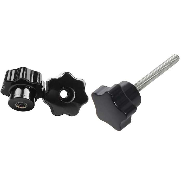 5 Pieces Black Star Grip Knobs, Female Thread Diameter 8mm, Head Diam