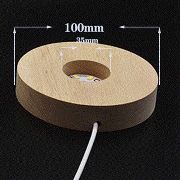 2 Pcs Led Light Display Stand Wooden Luminous Base (round + Square)