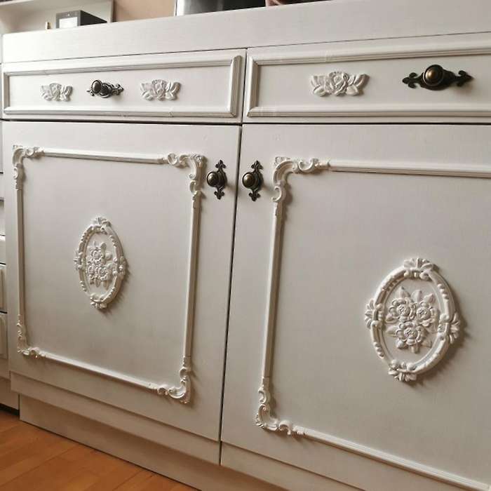 2pcs Wood Carved Applique Frame Onlay Unpainted Furniture Decoration