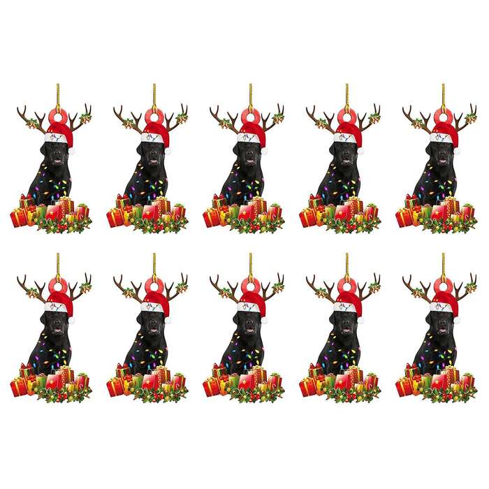 Christmas Dog Ornament Wooden Cute Dog Decor Nativity Party Gift(c)