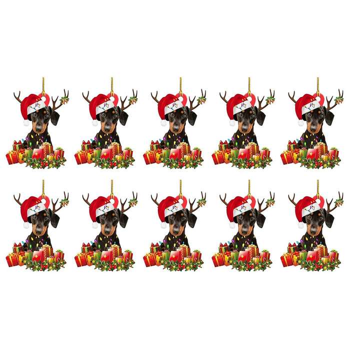 Christmas Dog Ornament Wooden Cute Dog Decor Nativity Party Gift(d)
