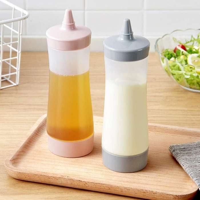 3 Pcs Squeeze Squirt Condiment Ketchup Bottle for Kitchen (beige)