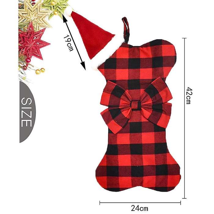 New Dog Bone with Bow Bowknot Christmas Stocking Gift Bag Xmas Decor