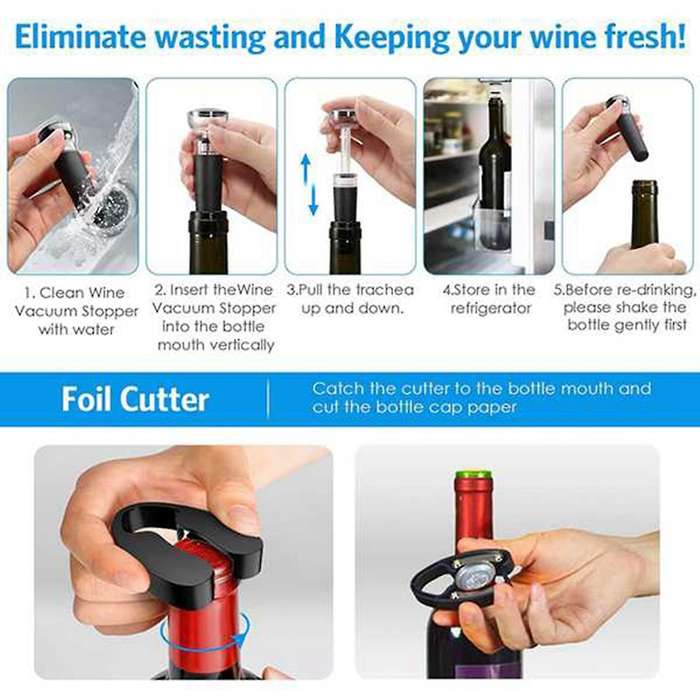 Wine Opener Set,air Pressure Bottle Opener with Foil Cutter