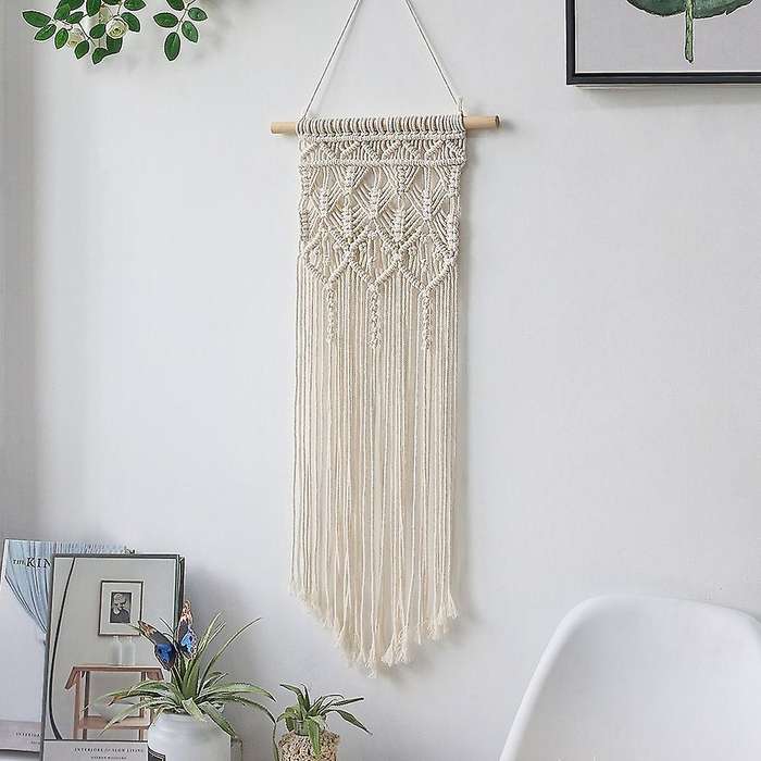 Macrame Wall Hanging Rhombus Geometric Wall Art Hand Knotted Tapestry
