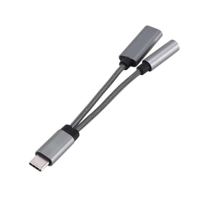 Usb C to 3.5mm Headphone Jack Adapter 2 In 1,audio Cable Gray