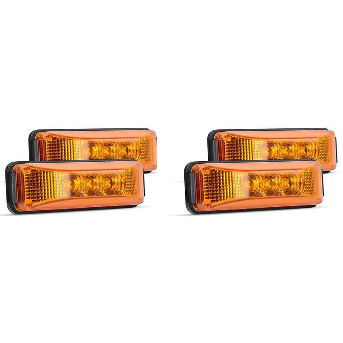 4 Pcs 3.9 Inch 3 Leds Truck Trailer Front Rear Led Side Marker Light