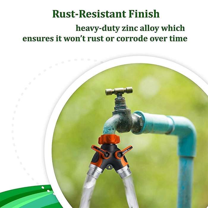 Hose Splitter 2 Way, Metal Connector, Two Way Garden Hose Splitter