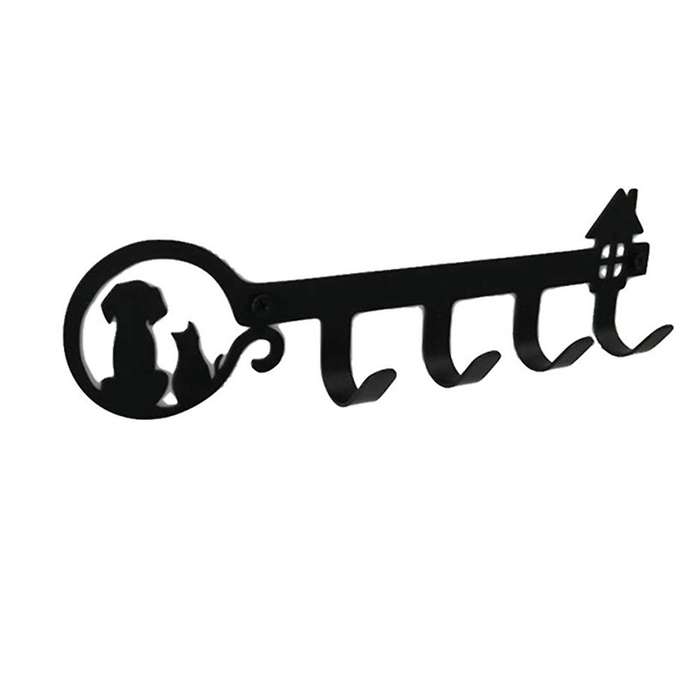 Wall Decor Black Metal Key Holder with 4 Hooks
