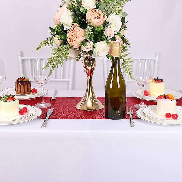 Sequin Red Table Runner 2pack 12x70.8 Inch Glitter Sequin Table