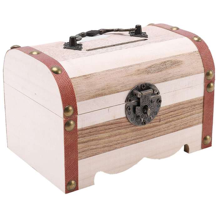 1pc Lock Wood Carving Handmade Coin Storage Box High Quality