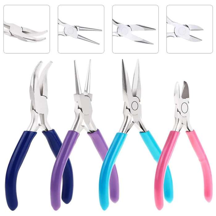 4 Pcs Jewelry Making Tools Kit with Needle Nose Pliers for Crafts