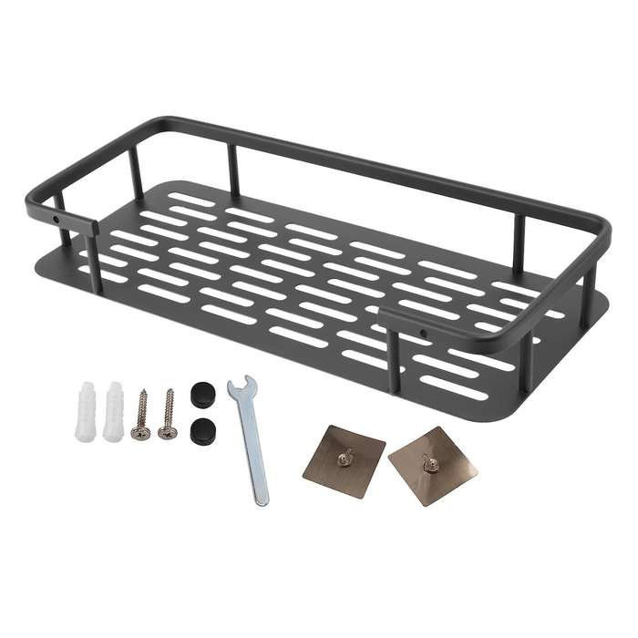 Bathroom Accessories Shelf Aluminum Storage Rack 31.5x14x5cm Black