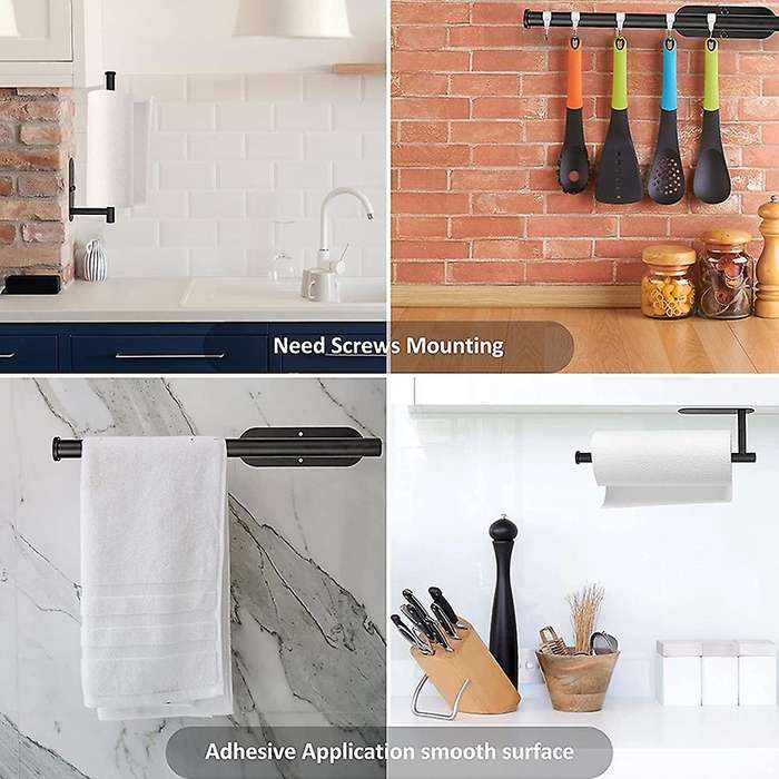 Paper Towel Holder Wall Mount, Under Cabinet Paper Towel ,black