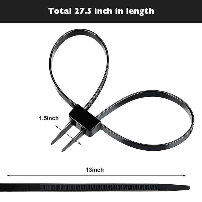 Double Buckle Nylon Cable Tie 250 Pounds Heavy Tensile Strength,black