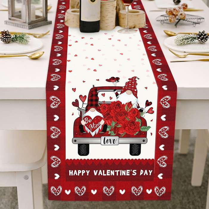 Valentines Day , Dwarf Truck Table Runner, Wedding Holiday Kitchen