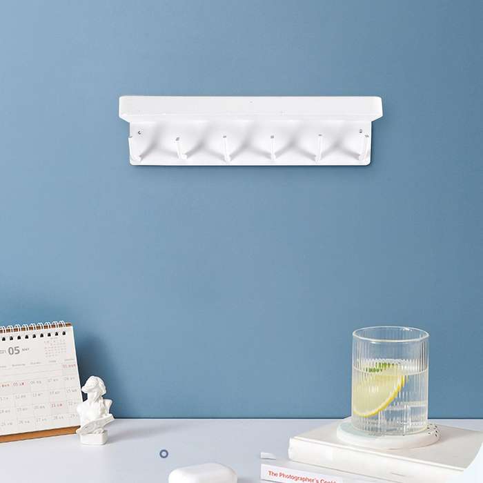 Hooks Wall Mount and Key Holder for Wall Decorative, Office White