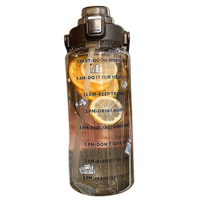 2l Sports Bottle with Straw Portable Summer Drinking Bottle Black