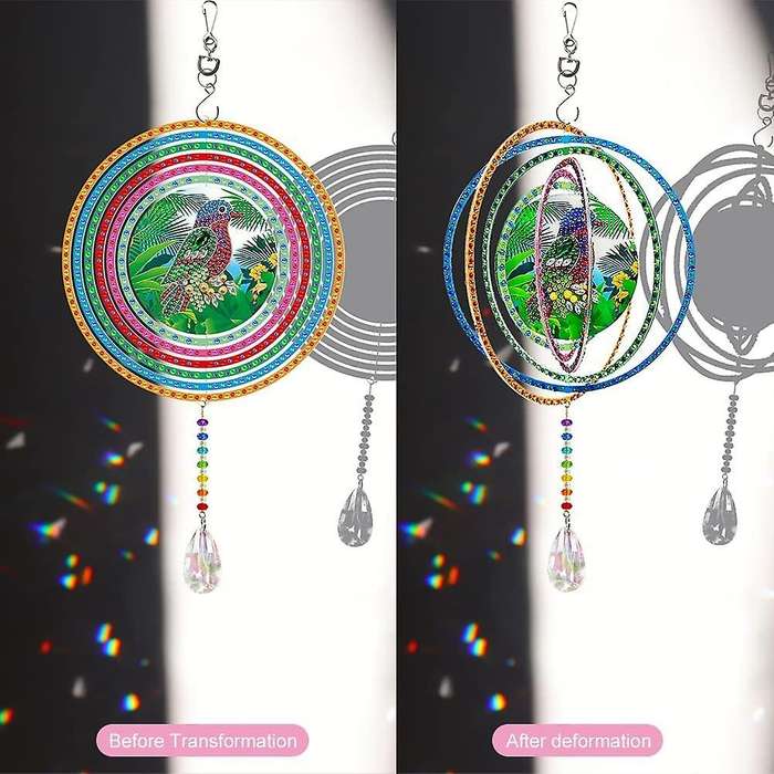 5d Diamond Painting Rotatable Wind Chime Hanging Ornament -bird